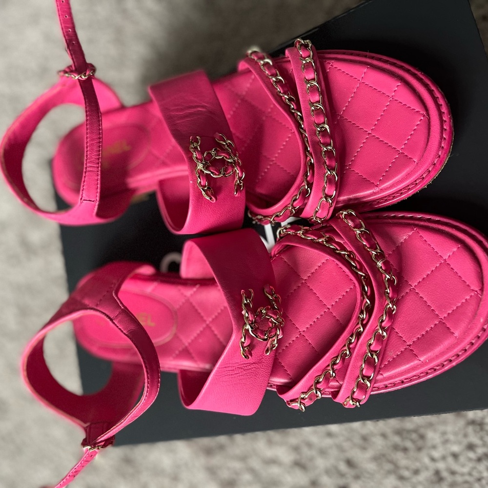 Authentic pink Chanel sandals.